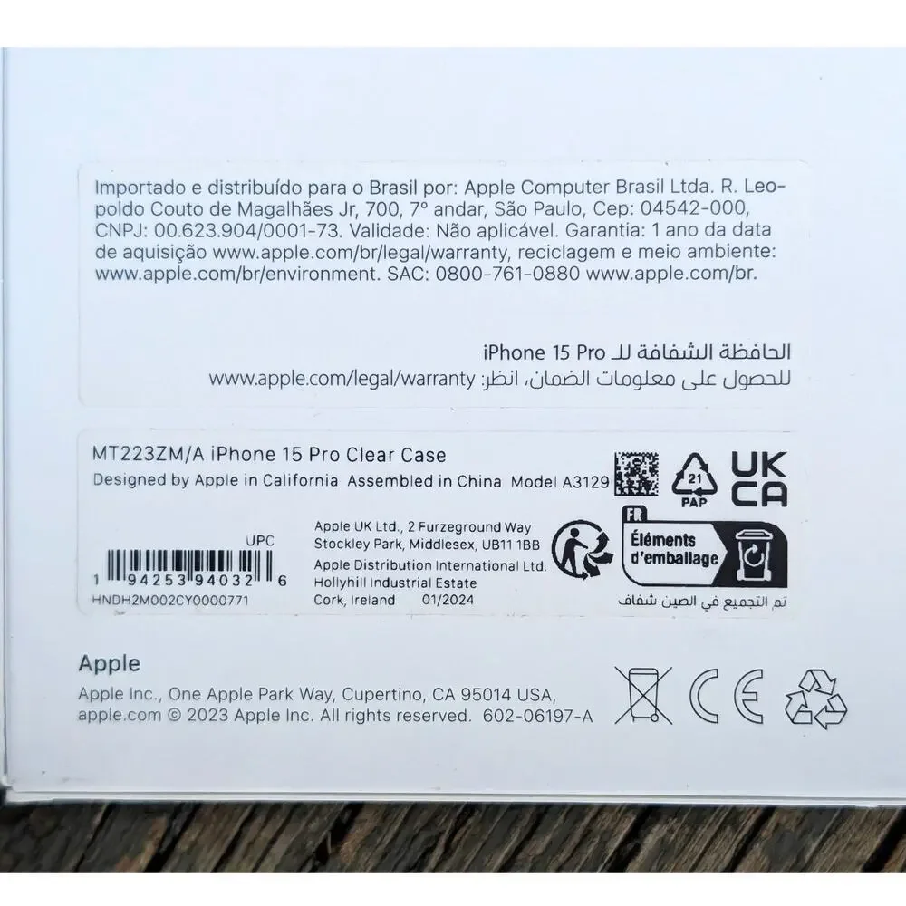 Authentic Apple iPhone 15 Pro Clear Case with MagSafe MT223ZM/A Brand New Sealed